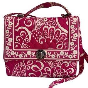Vera Bradley Fuchsia and White Crossbody Bag